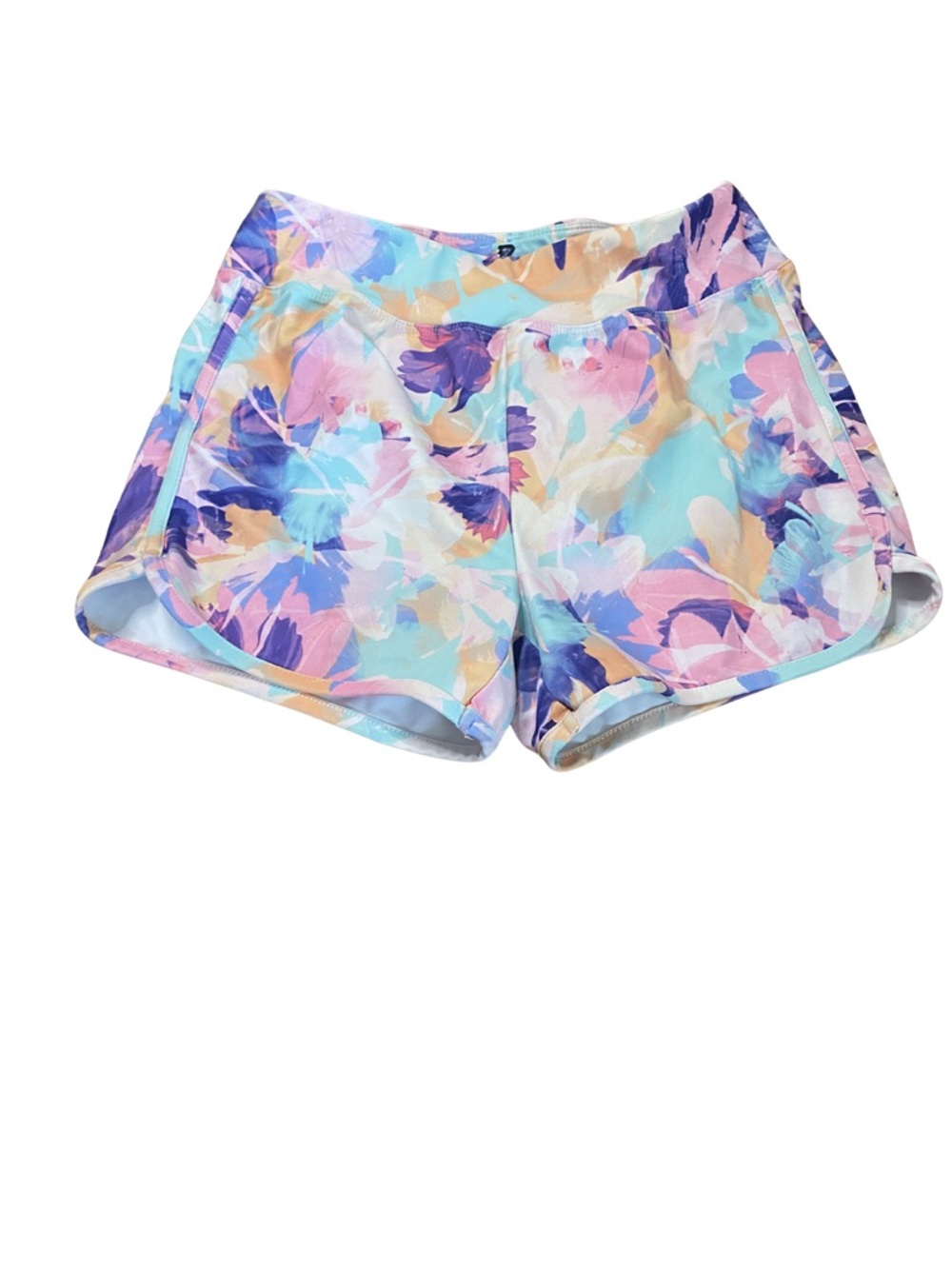 Runway Girls Athletic Shorts L 12-14 Pastel Floral Quick Dry